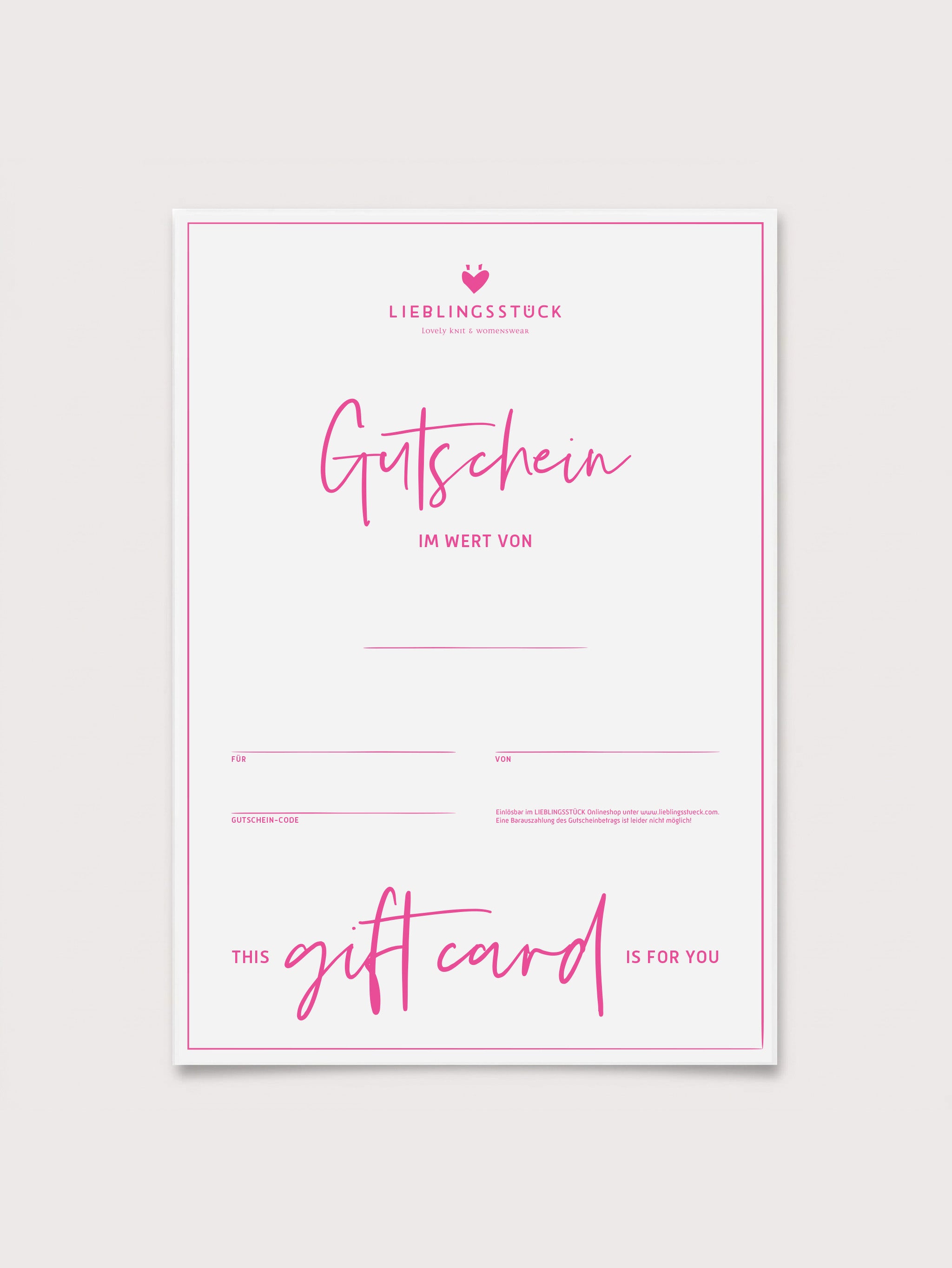 Geschenkgutschein PDF / per E-Mail