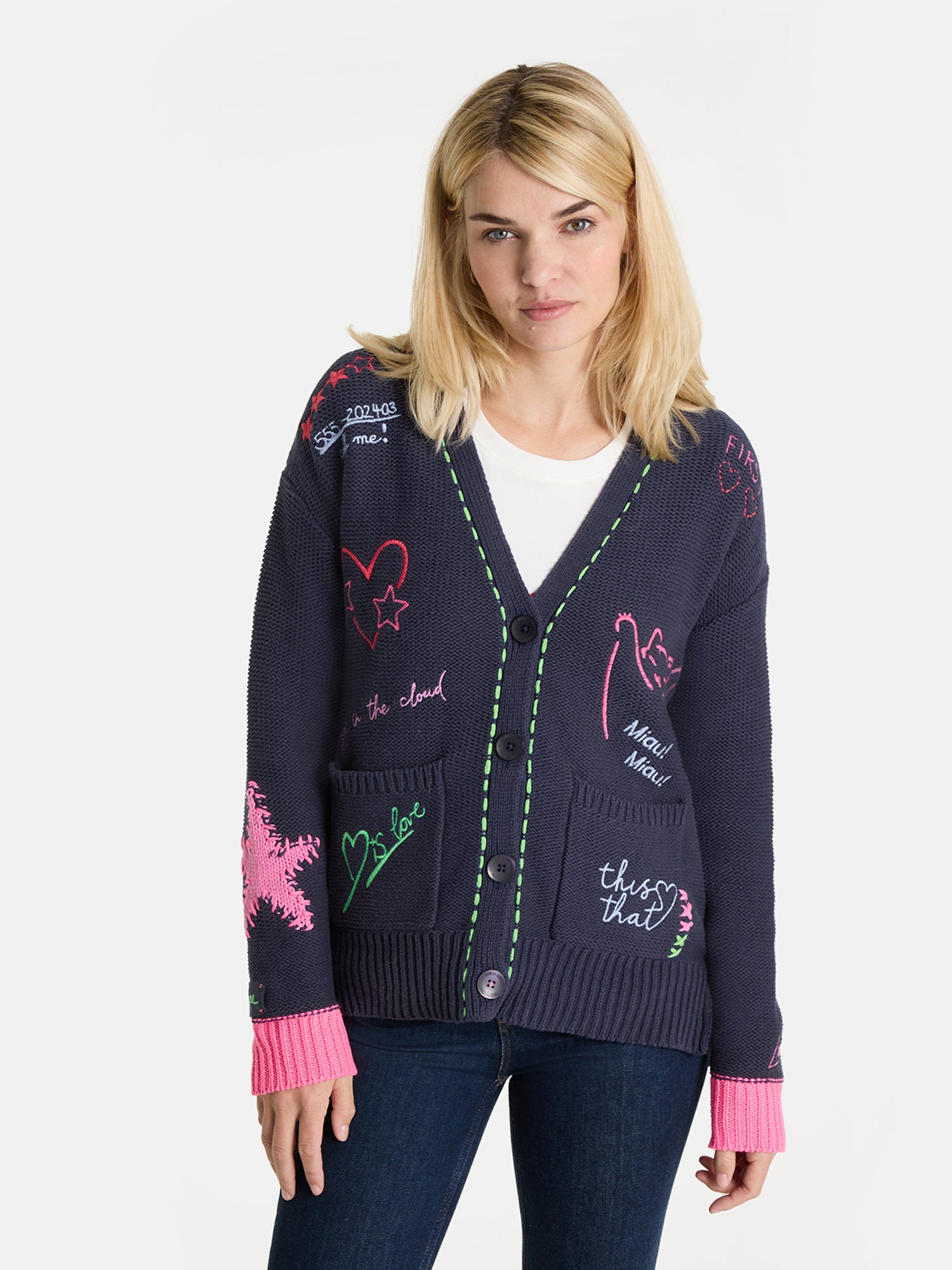 Strickjacke "ArunaL" aus Baumwollmix