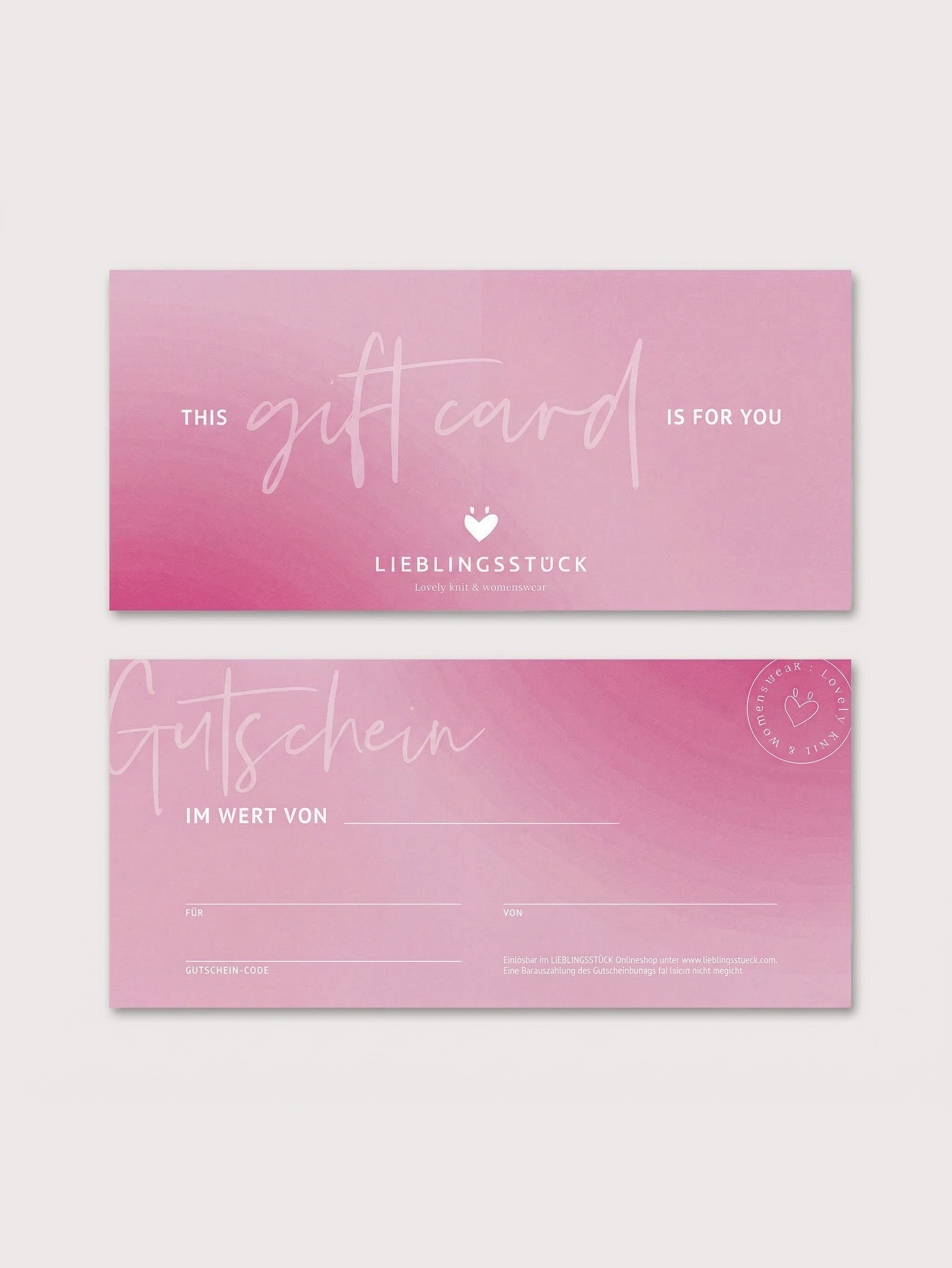 Geschenkgutschein Papierkarte / per Post