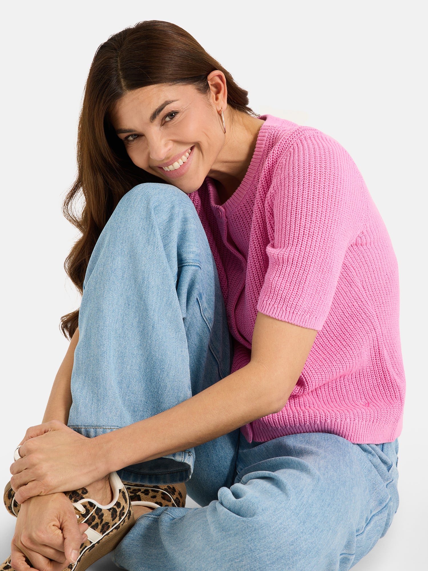 Strickjacke "NinonL" mit Leinen