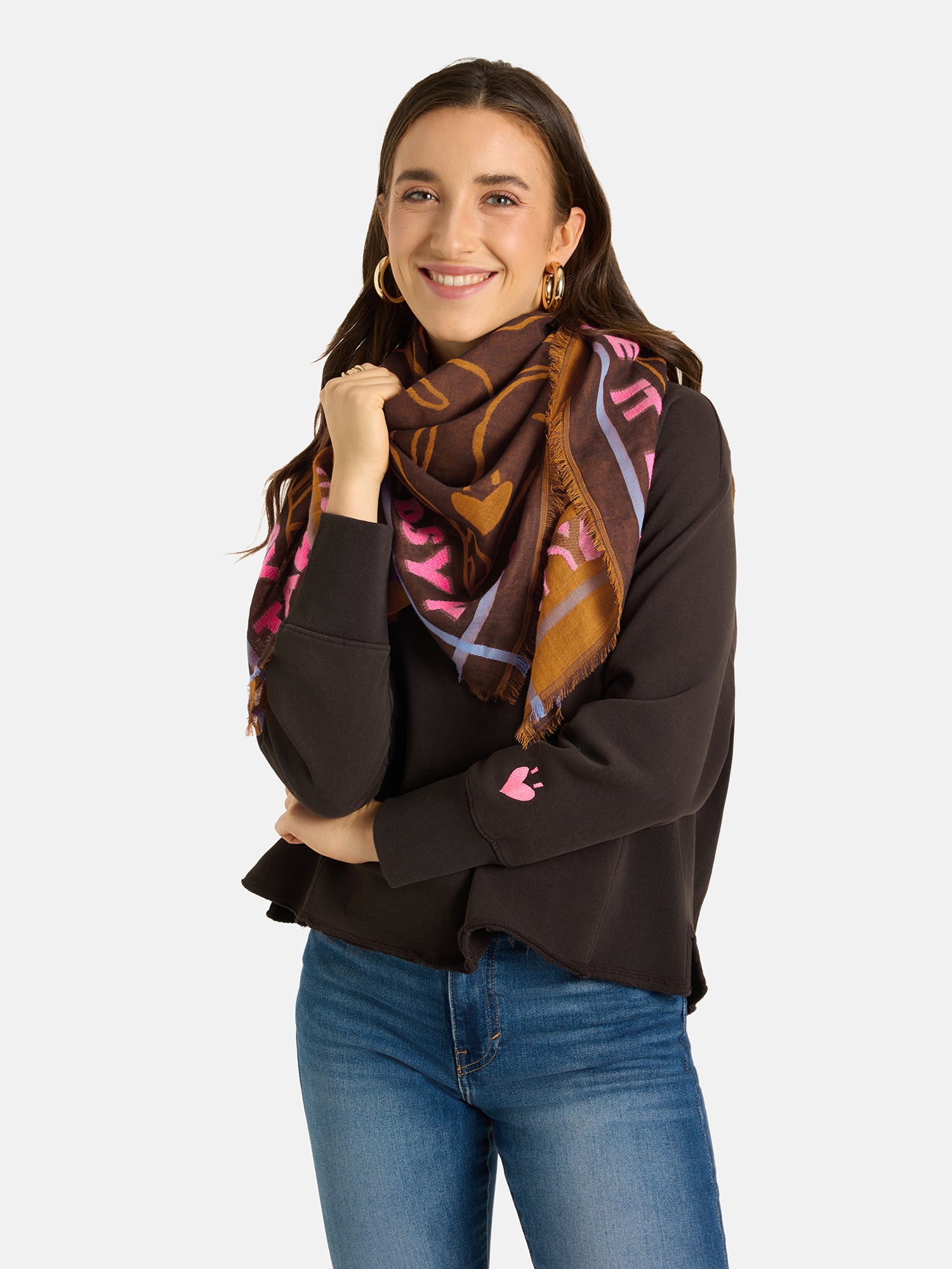 Tuch "MadelaineL" mit Wolle