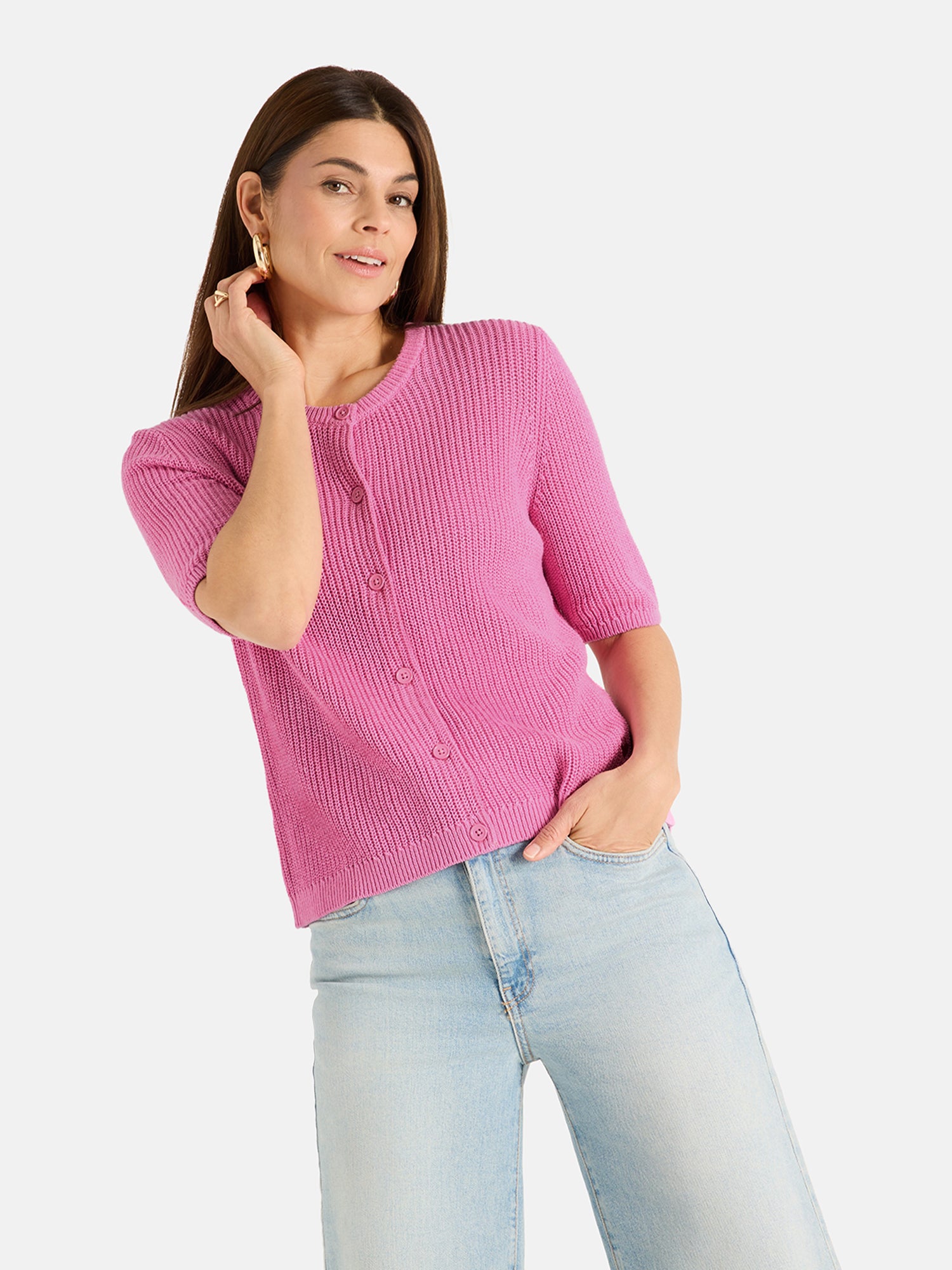 Strickjacke "NinonL" mit Leinen