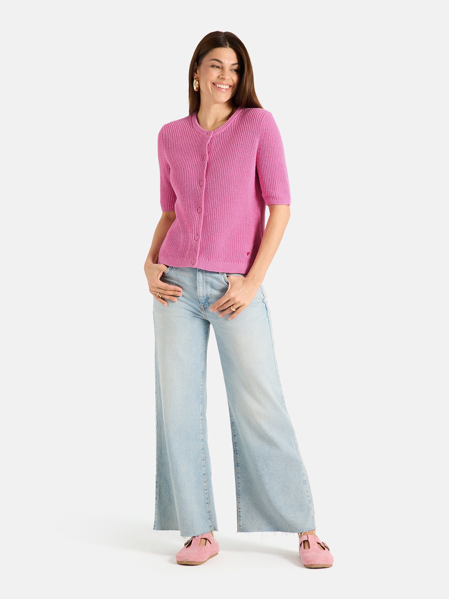 Strickjacke "NinonL" mit Leinen