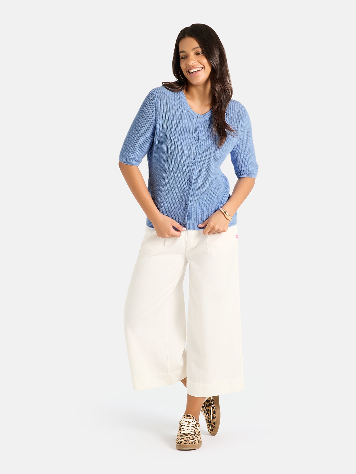 Strickjacke "NinonL" mit Leinen