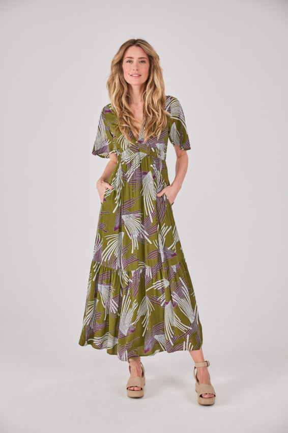 Maxikleid mit Gummizug und Print