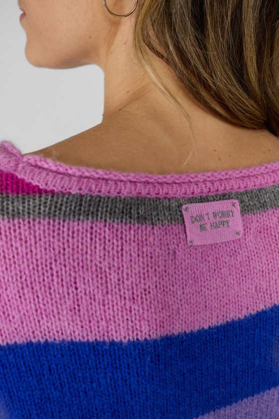 Rundhals Pullover mit Multicolor Streifen kaufen bei LIEBLINGSSTÜCK online